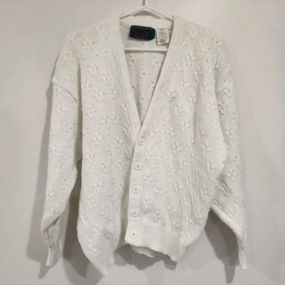 Vintage Northern Reflections By Parkhurst White Knit Cardigan - Picture 2 of 16
